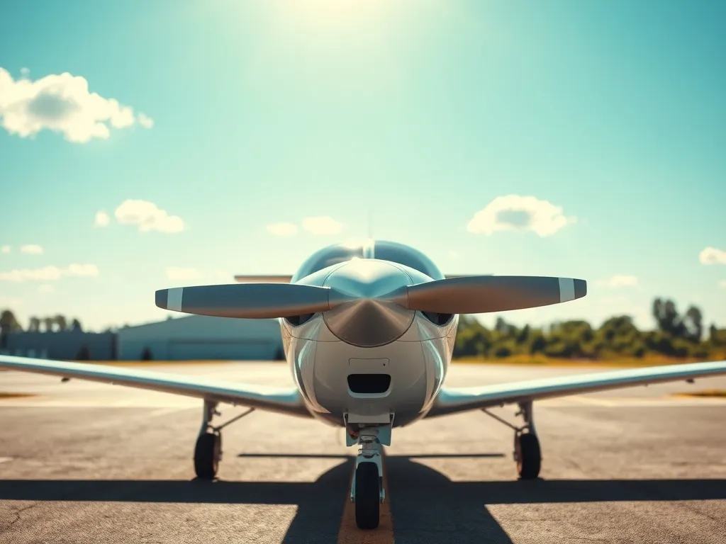 Mały biały samolot prywatny na słonecznym pasie startowym, symbolizujący tanią eksploatację i koszty latania prywatnie